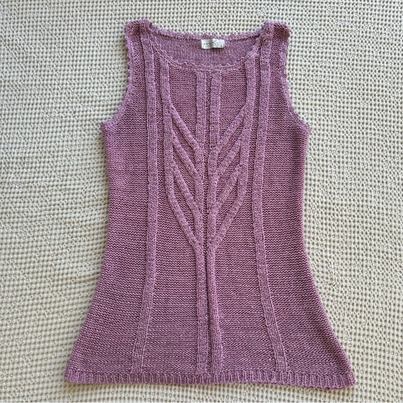 Vintage Tops - Vintage 90s Style ML Classics Purple Knit Tank Top, Y2K Boho Sweater Top